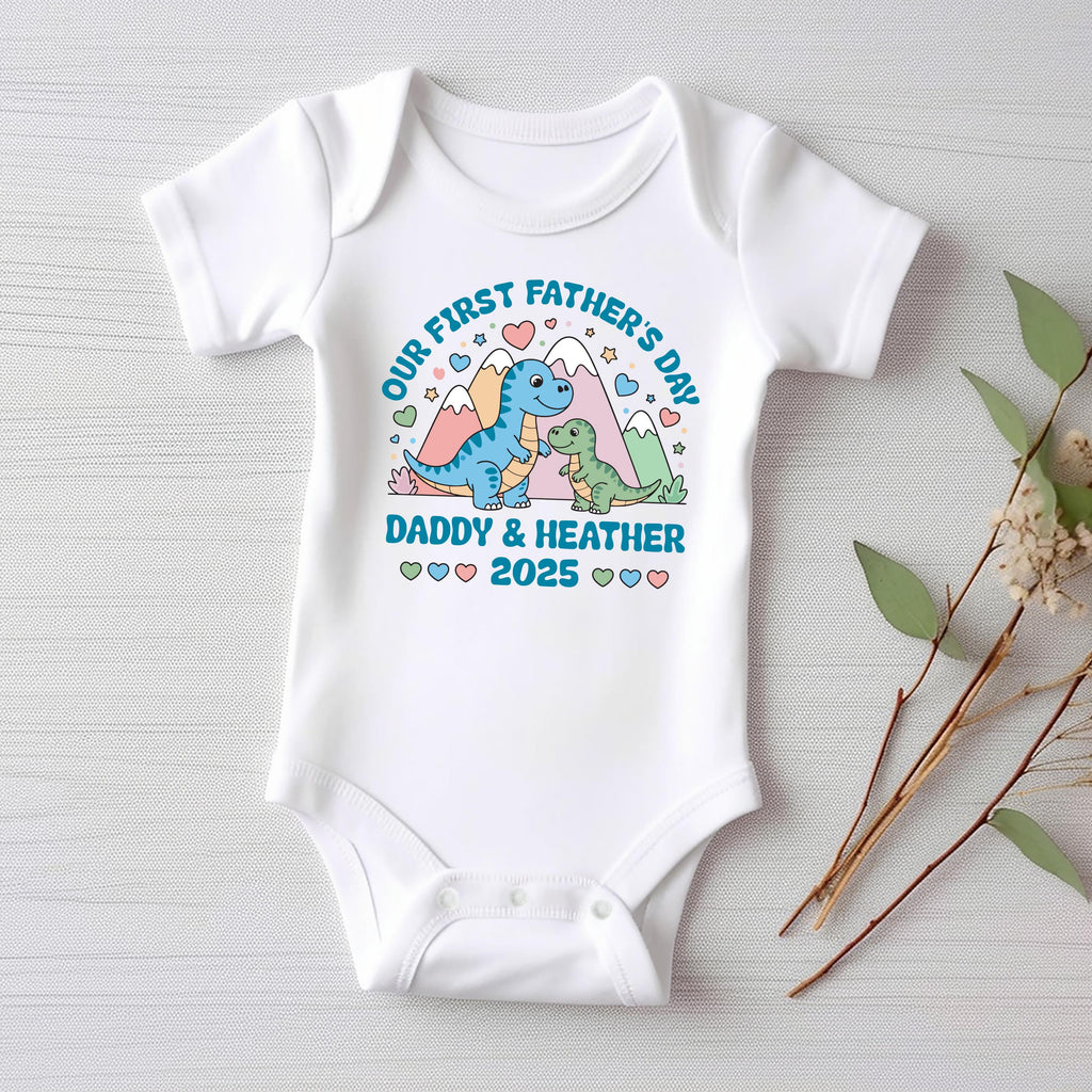Our First Father’s Day Onesie, Baby Bodysuit, Baby Shirt, Toddler Sweatshirt - Personalized Dinosaur Outfit, Cute First Father’s Day Gift