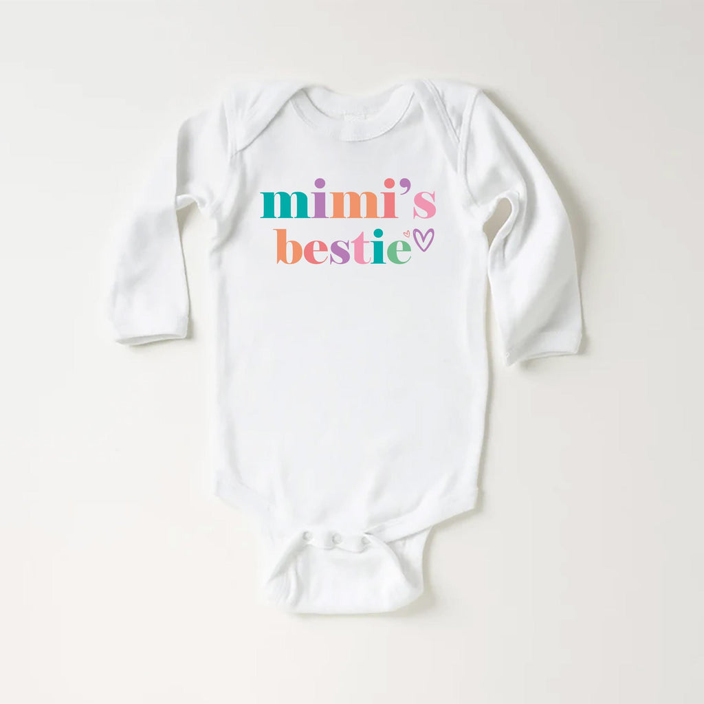 Mimi’s Bestie Onesie, Baby Bodysuit, Baby Shirt, Toddler Sweatshirt - Cute I Love My Mimi Outfit, Minimalist Baby Gift, Grandma Baby Clothes