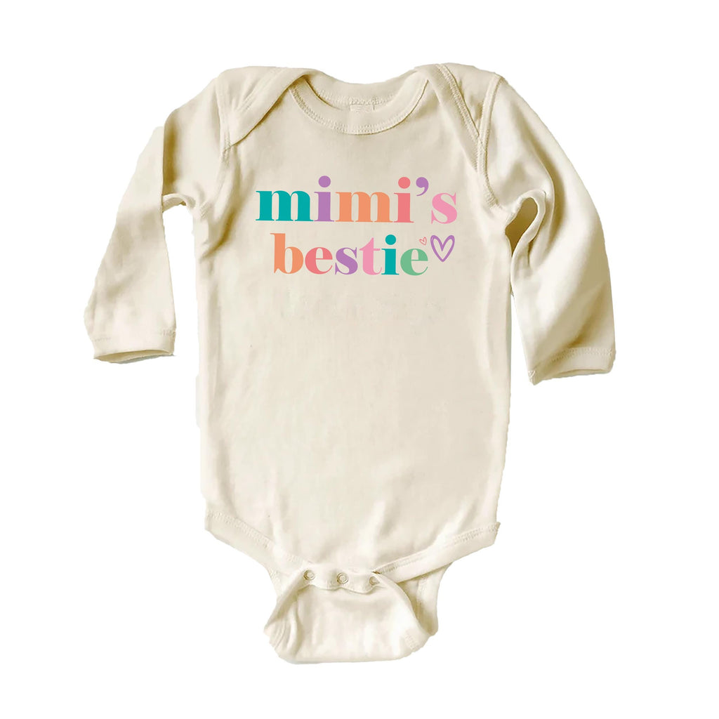 Mimi’s Bestie Onesie, Baby Bodysuit, Baby Shirt, Toddler Sweatshirt - Cute I Love My Mimi Outfit, Minimalist Baby Gift, Grandma Baby Clothes