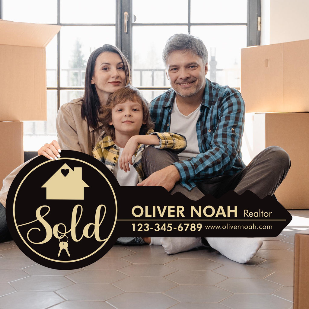 Personalized Real Estate Marketing Key Cutout Sign, Customized Realtor Social Media Photo Props, Realtor Key Sign, Customized Just Sold Key