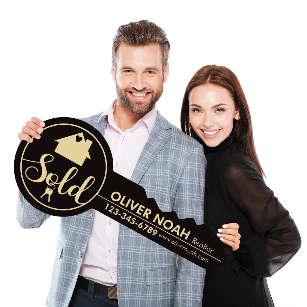Personalized Real Estate Marketing Key Cutout Sign, Customized Realtor Social Media Photo Props, Realtor Key Sign, Customized Just Sold Key
