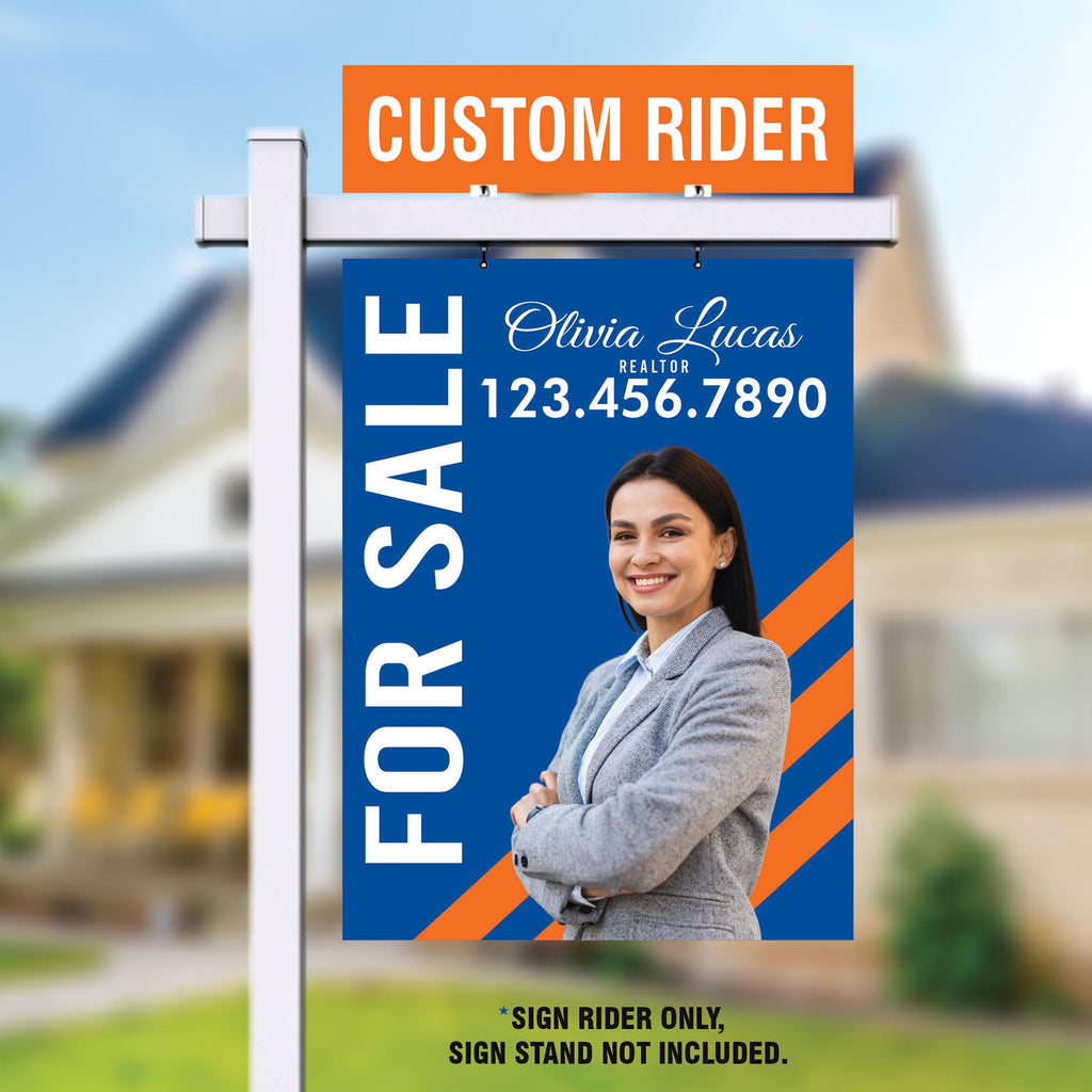 Custom Real Estate Aluminum Sign Panel & Rider - 18” X 24” Thick Sign With Holes for Hanging, for Sale, Open House, Realtor Sign