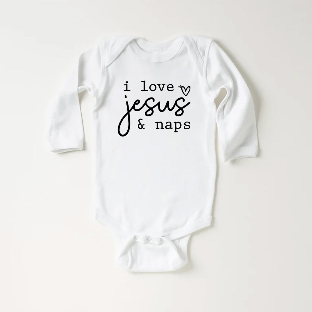 I Love Jesus and Naps Onesie Baby Bodysuit, Baby Shirt, Toddler Sweatshirt, Funny Religious Outfit, Christian Baby Gift, Faith-Based Clothes