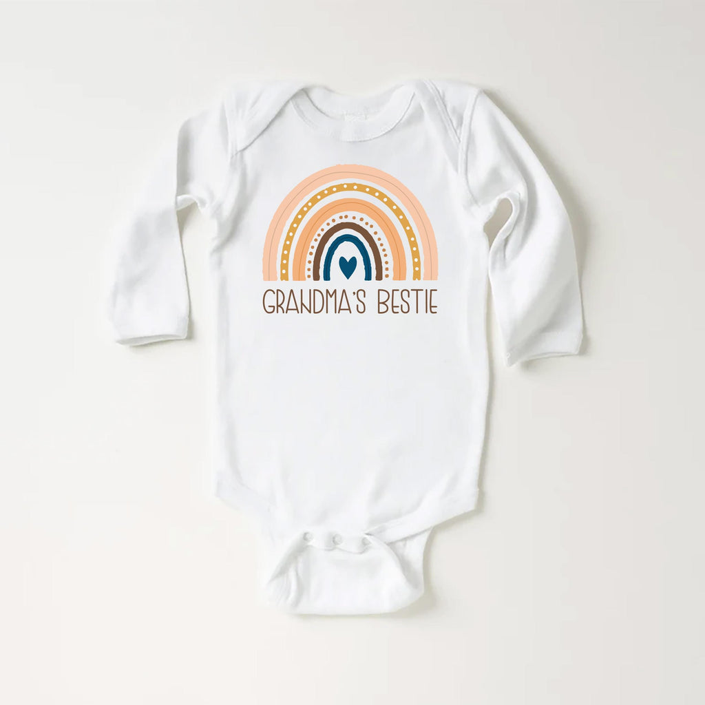 Grandma’s Bestie Onesie, Baby Bodysuit, Baby Shirt, Toddler Sweatshirt - Boho Rainbow Baby Outfit, Cute Grandma Gift, Baby Shower Clothes