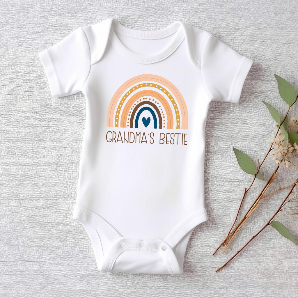 Grandma’s Bestie Onesie, Baby Bodysuit, Baby Shirt, Toddler Sweatshirt - Boho Rainbow Baby Outfit, Cute Grandma Gift, Baby Shower Clothes