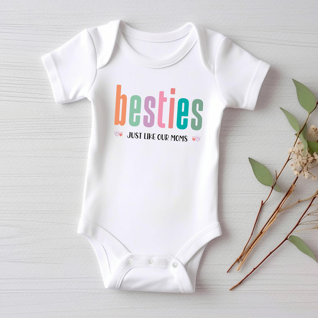 Besties Just Like Our Moms Onesie, Baby Bodysuit, Baby Shirt, Toddler Sweatshirt - Retro Best Friends Outfit, Baby Gift for Little Besties