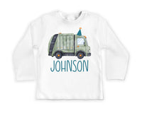 Personalized Trash Truck Onesie, Baby Bodysuit, Baby Shirt, Toddler Sweatshirt - Boys Birthday Garbage Truck Outfit, Retro Custom Party Gift