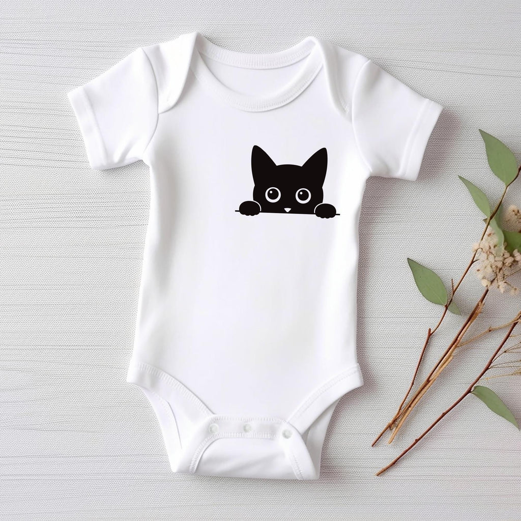Black Cat Baby Shirt, Baby Onesie, Baby Bodysuit, Toddler Sweatshirt - Cute I Love Cats Outfit, Halloween Baby Gift, Spooky Cat Baby Clothes