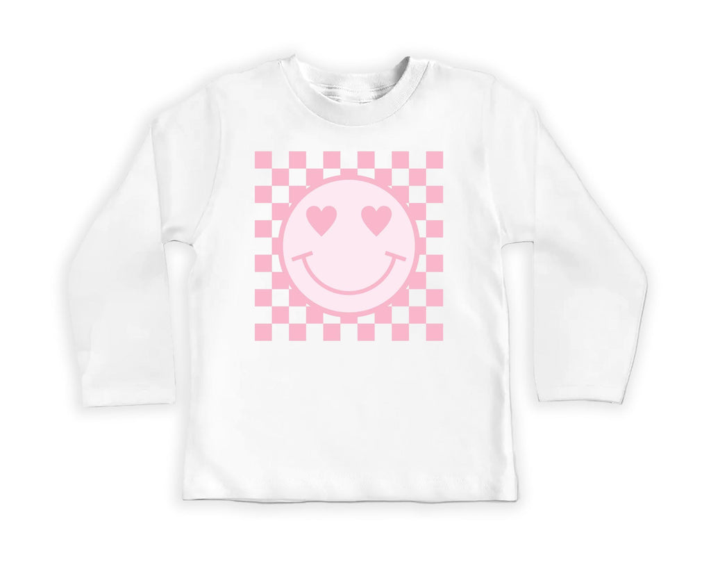Pink Smiley Face Onesie, Baby Bodysuit, Baby Shirt, Toddler Sweatshirt, Retro Happy Summer Outfit, Cute Baby Girl Gift, Groovy Sunshine Look