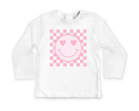 Pink Smiley Face Onesie, Baby Bodysuit, Baby Shirt, Toddler Sweatshirt, Retro Happy Summer Outfit, Cute Baby Girl Gift, Groovy Sunshine Look