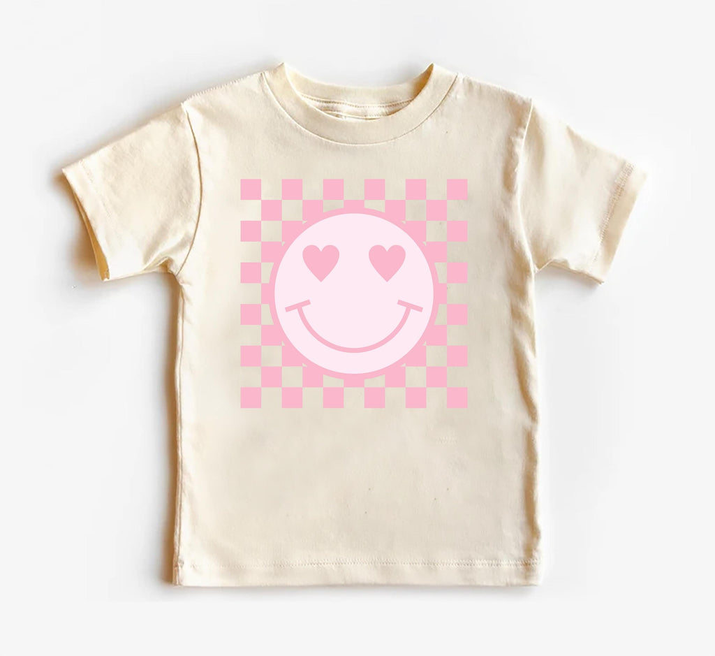 Pink Smiley Face Onesie, Baby Bodysuit, Baby Shirt, Toddler Sweatshirt, Retro Happy Summer Outfit, Cute Baby Girl Gift, Groovy Sunshine Look