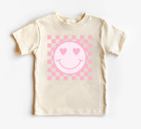 Pink Smiley Face Onesie, Baby Bodysuit, Baby Shirt, Toddler Sweatshirt, Retro Happy Summer Outfit, Cute Baby Girl Gift, Groovy Sunshine Look
