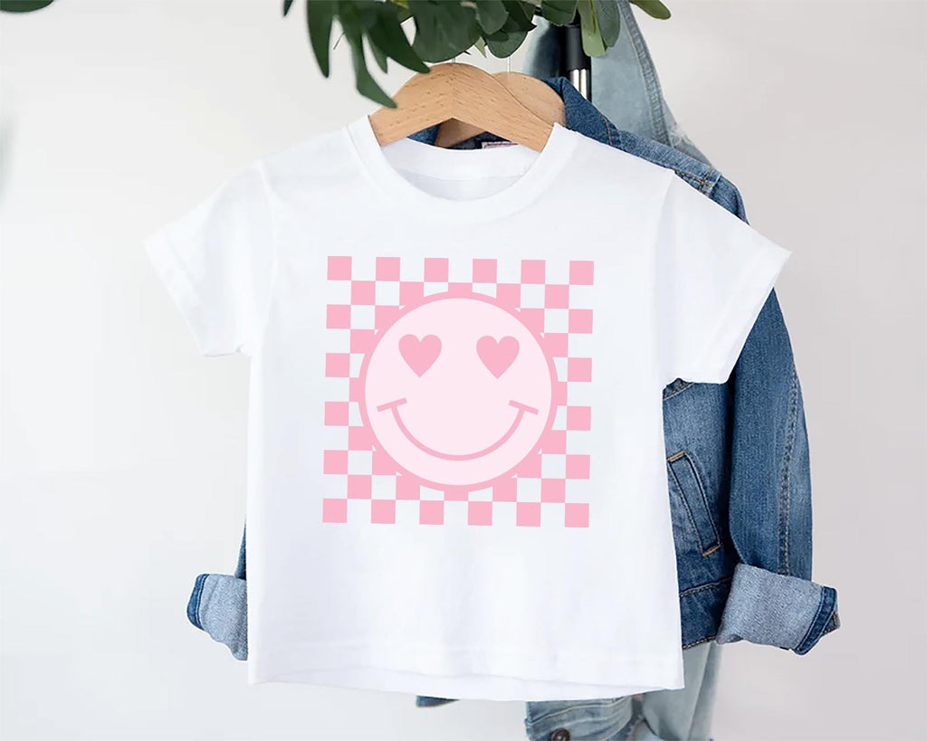 Pink Smiley Face Onesie, Baby Bodysuit, Baby Shirt, Toddler Sweatshirt, Retro Happy Summer Outfit, Cute Baby Girl Gift, Groovy Sunshine Look