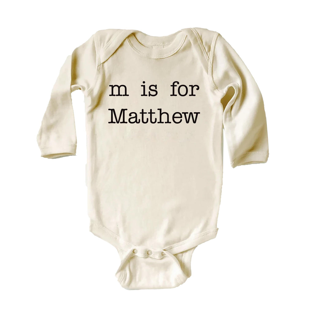 Personalized ‘Letter Is for Name’ Onesie, Baby Bodysuit, Baby Shirt, Toddler Sweatshirt - Vintage Custom Baby Outfit, Monogram Name Gift