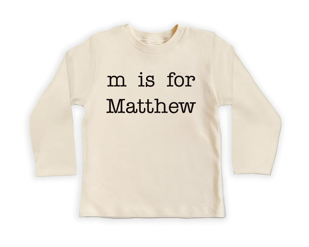 Personalized ‘Letter Is for Name’ Onesie, Baby Bodysuit, Baby Shirt, Toddler Sweatshirt - Vintage Custom Baby Outfit, Monogram Name Gift