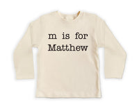 Personalized ‘Letter Is for Name’ Onesie, Baby Bodysuit, Baby Shirt, Toddler Sweatshirt - Vintage Custom Baby Outfit, Monogram Name Gift