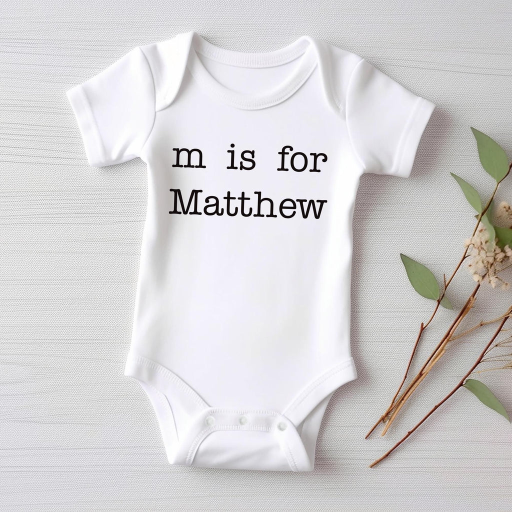 Personalized ‘Letter Is for Name’ Onesie, Baby Bodysuit, Baby Shirt, Toddler Sweatshirt - Vintage Custom Baby Outfit, Monogram Name Gift