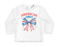 American Girly Onesie, Baby Bodysuit, Baby Shirt, Toddler Sweatshirt - Retro Fourth of July Outfit, Cute Flag Coquette Girls Patriotic Gift