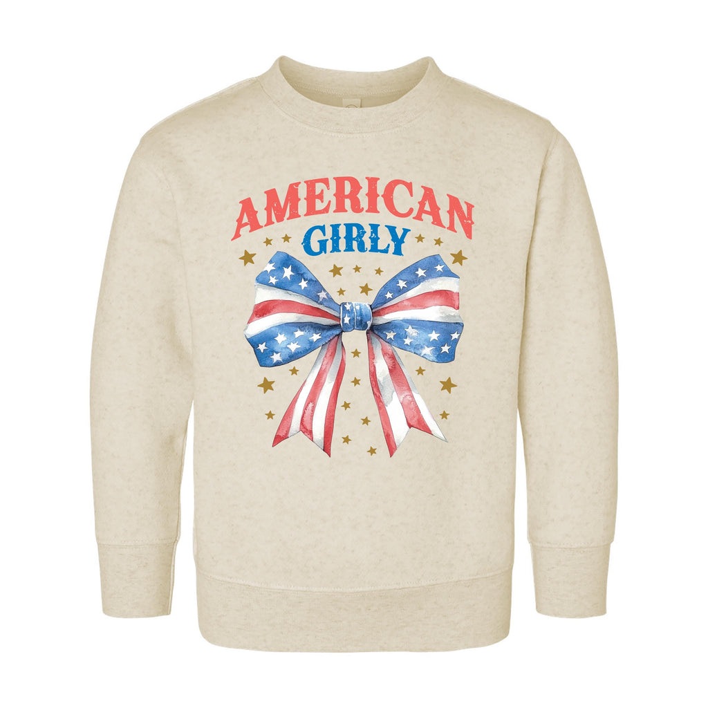American Girly Onesie, Baby Bodysuit, Baby Shirt, Toddler Sweatshirt - Retro Fourth of July Outfit, Cute Flag Coquette Girls Patriotic Gift