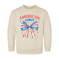American Girly Onesie, Baby Bodysuit, Baby Shirt, Toddler Sweatshirt - Retro Fourth of July Outfit, Cute Flag Coquette Girls Patriotic Gift
