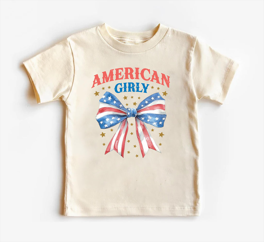 American Girly Onesie, Baby Bodysuit, Baby Shirt, Toddler Sweatshirt - Retro Fourth of July Outfit, Cute Flag Coquette Girls Patriotic Gift