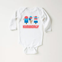 Personalized Popsicle Onesie, Baby Bodysuit, Baby Shirt, Toddler Sweatshirt, Custom Name 4th of July Outfit, Patriotic Party in the USA Gift