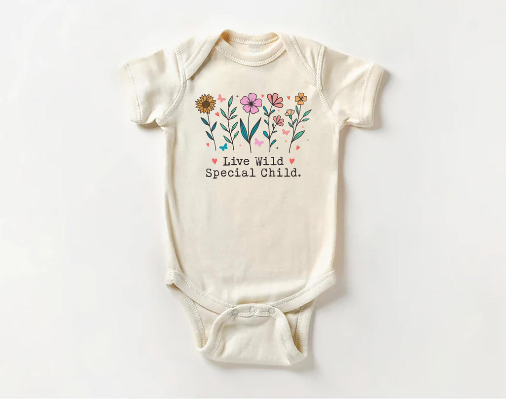 Live Wild Flower Child Onesie, Baby Bodysuit, Baby Shirt, Toddler Sweatshirt - Boho Baby Girl Outfit, Cute Floral Baby Gift, Hippie Style
