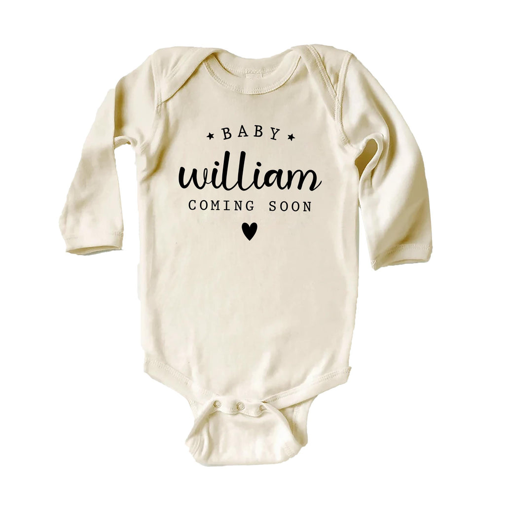 Personalized Announcement Onesie, Baby Bodysuit, Baby Shirt, Toddler Sweatshirt - Vintage Coming Soon Outfit, Custom Baby Reveal Gift Idea