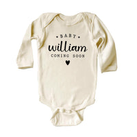 Personalized Announcement Onesie, Baby Bodysuit, Baby Shirt, Toddler Sweatshirt - Vintage Coming Soon Outfit, Custom Baby Reveal Gift Idea