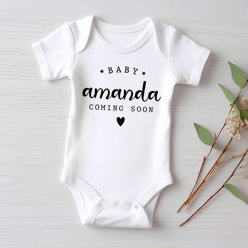 Personalized Announcement Onesie, Baby Bodysuit, Baby Shirt, Toddler Sweatshirt - Vintage Coming Soon Outfit, Custom Baby Reveal Gift Idea