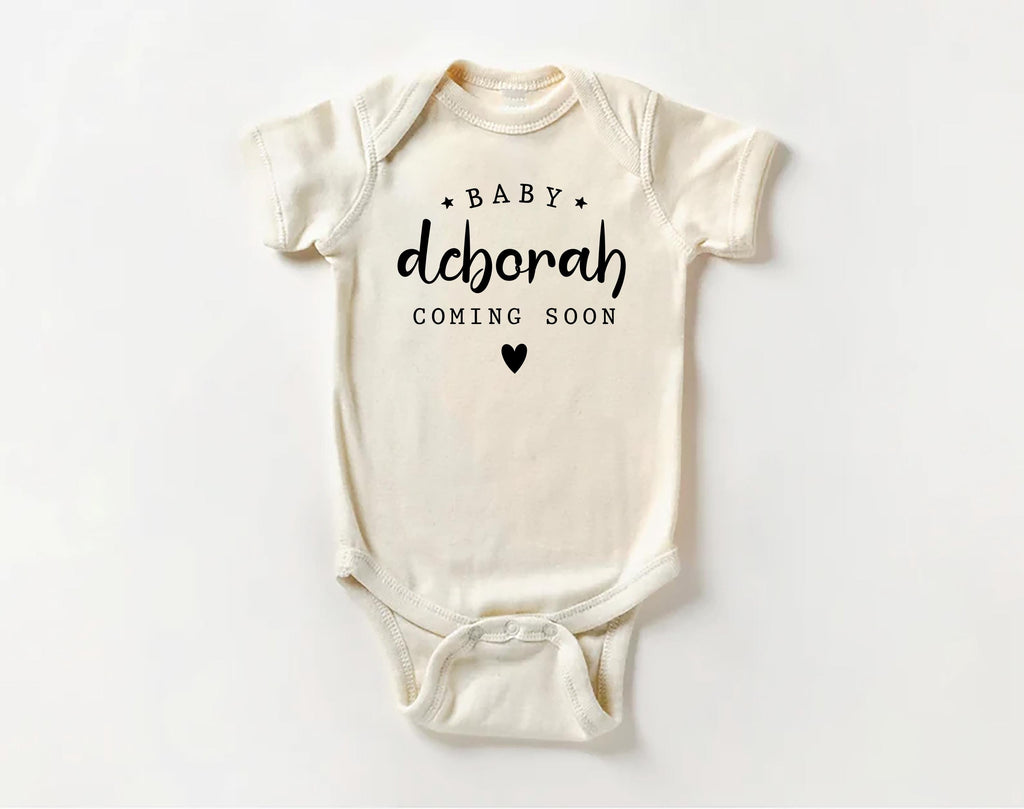 Personalized Announcement Onesie, Baby Bodysuit, Baby Shirt, Toddler Sweatshirt - Vintage Coming Soon Outfit, Custom Baby Reveal Gift Idea