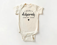 Personalized Announcement Onesie, Baby Bodysuit, Baby Shirt, Toddler Sweatshirt - Vintage Coming Soon Outfit, Custom Baby Reveal Gift Idea