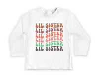 Retro Lil Sister Onesie Baby Bodysuit, Baby Shirt, Toddler Sweatshirt, Rainbow Sibling Outfit, Cute Little Sister Gift, Matching Family Look