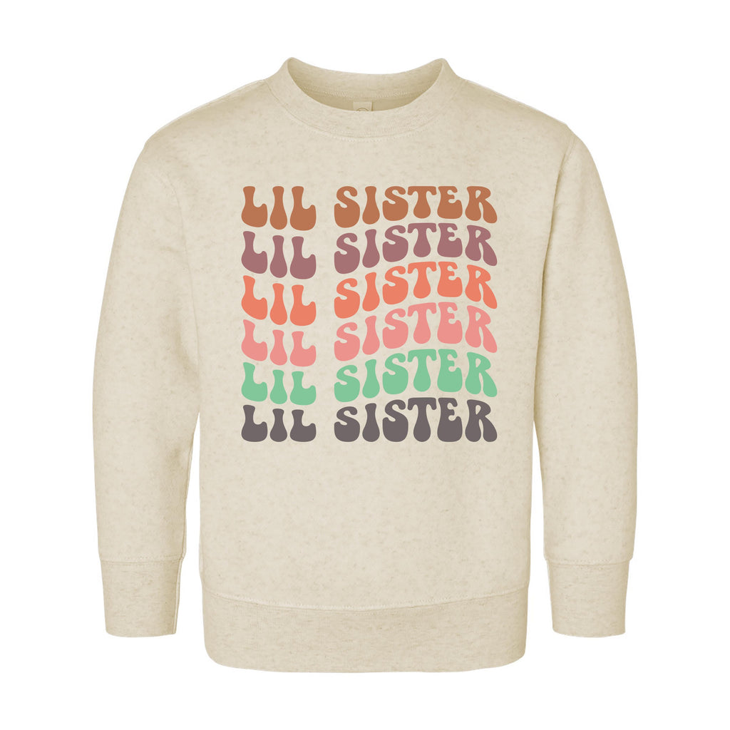Retro Lil Sister Onesie Baby Bodysuit, Baby Shirt, Toddler Sweatshirt, Rainbow Sibling Outfit, Cute Little Sister Gift, Matching Family Look