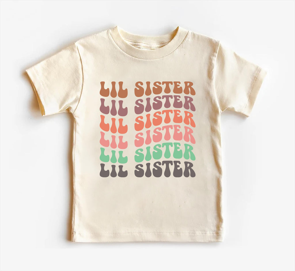 Retro Lil Sister Onesie Baby Bodysuit, Baby Shirt, Toddler Sweatshirt, Rainbow Sibling Outfit, Cute Little Sister Gift, Matching Family Look