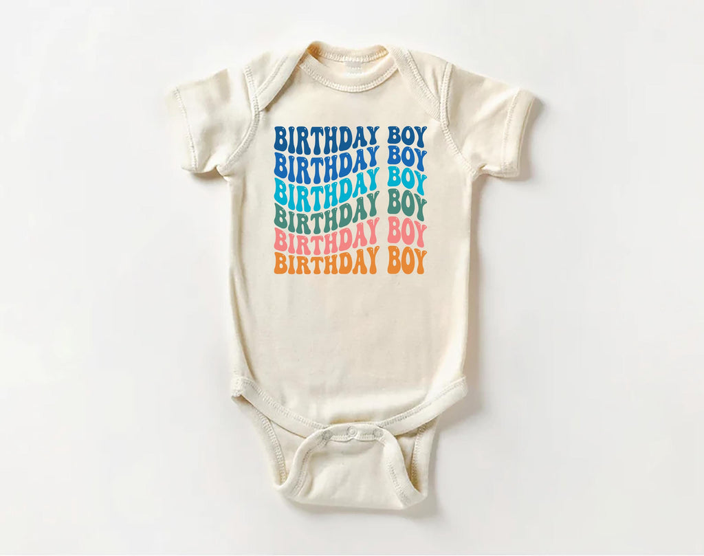 Retro Birthday Boy Onesie, Baby Bodysuit, Baby Shirt, Toddler Sweatshirt - Rainbow Birthday Outfit for Boys, Cute Party Gift, Colorful Look