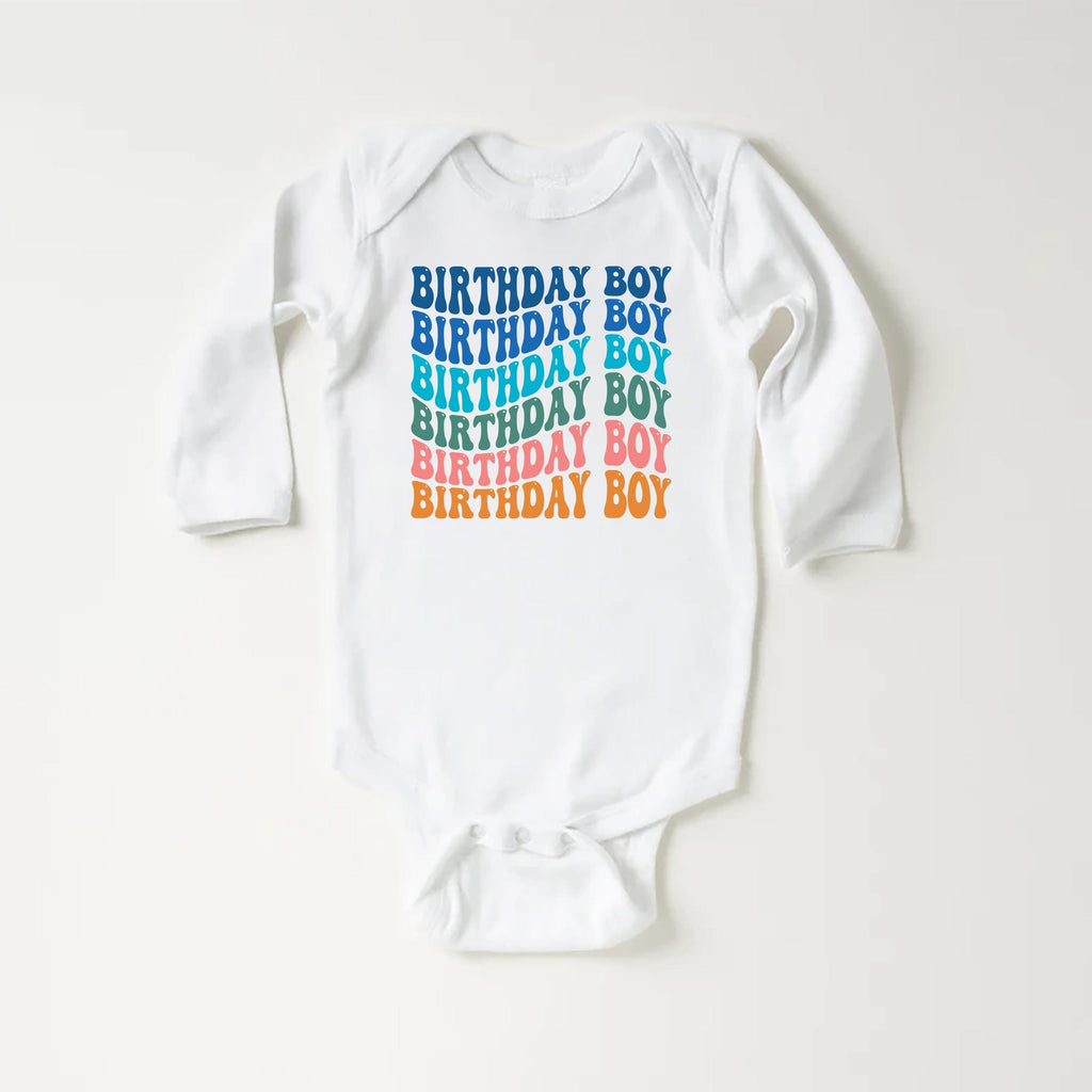 Retro Birthday Boy Onesie, Baby Bodysuit, Baby Shirt, Toddler Sweatshirt - Rainbow Birthday Outfit for Boys, Cute Party Gift, Colorful Look