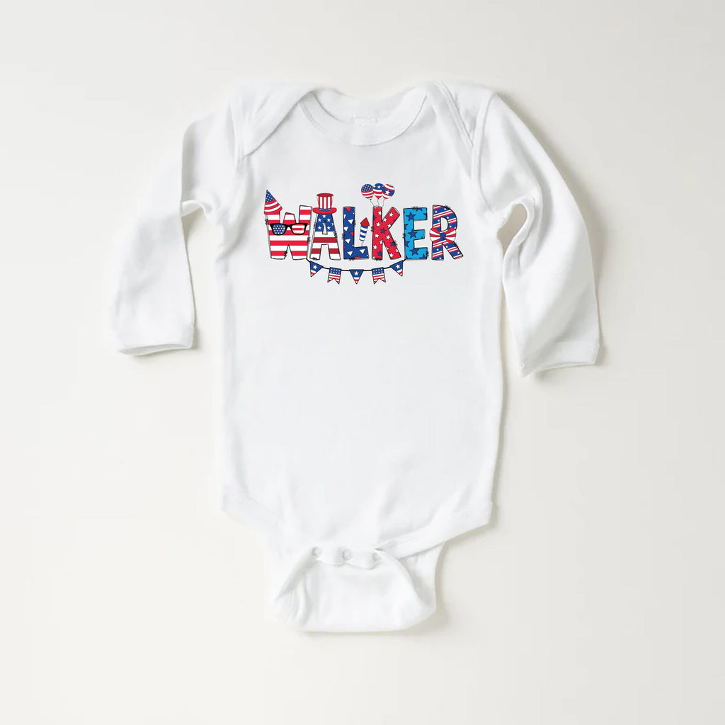Personalized 4th of July Onesie, Baby Bodysuit, Baby Shirt, Toddler Sweatshirt - USA Patriotic Outfit, Custom Name Celebration Baby Gift