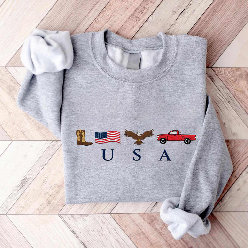 USA Embroidered Icons Sweatshirt