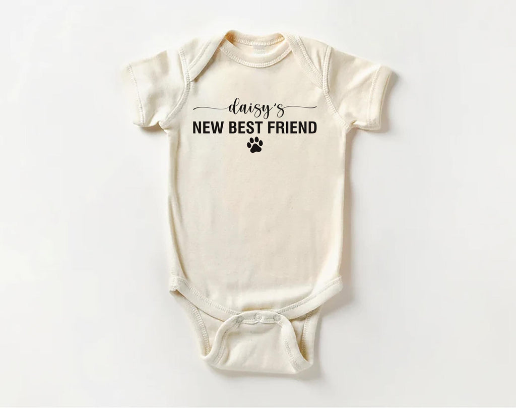 Dog’s Best Friend Onesie, Baby Bodysuit, Baby Shirt, Toddler Sweatshirt - New Baby Personalized Outfit, Custom Gift for Pet Loving Families