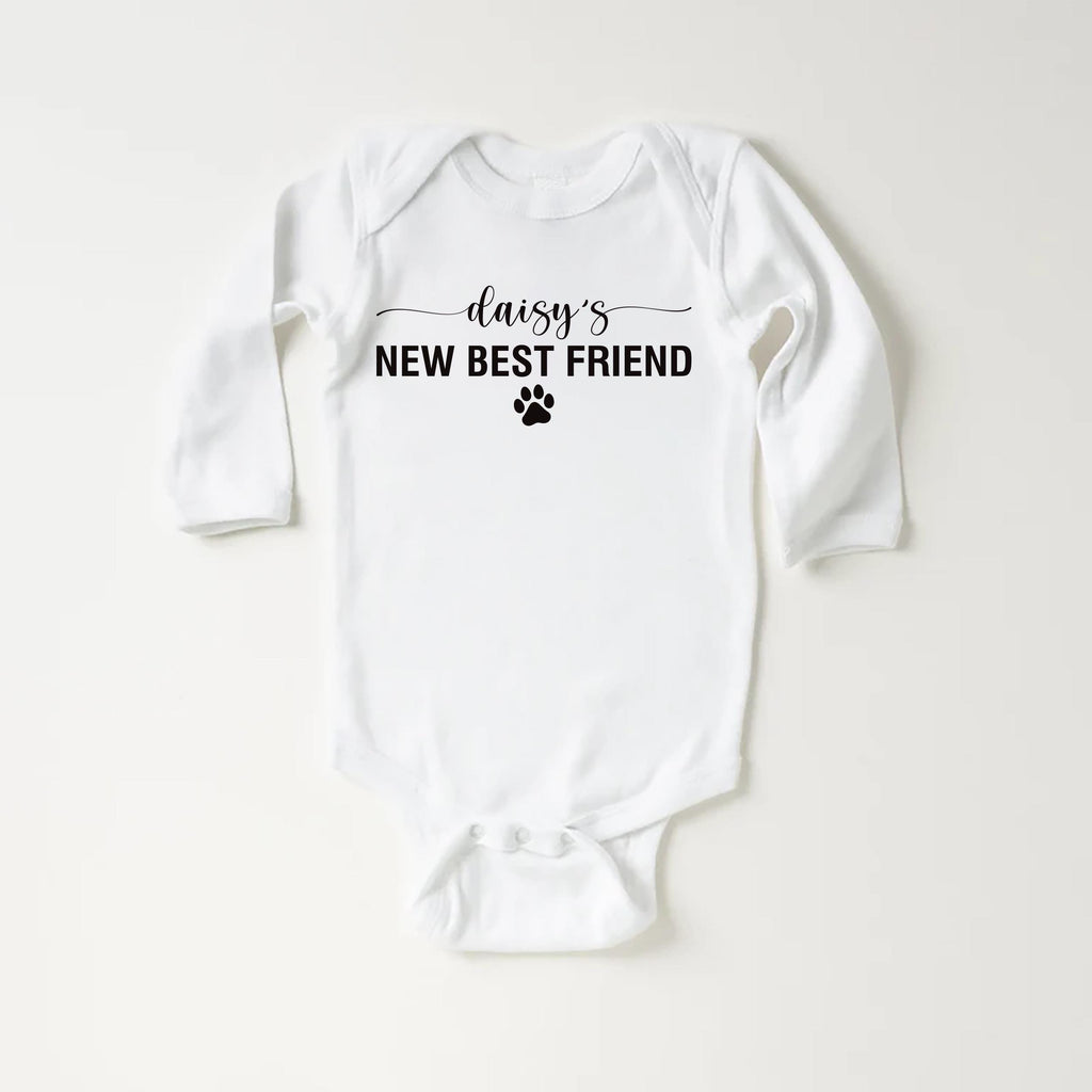 Dog’s Best Friend Onesie, Baby Bodysuit, Baby Shirt, Toddler Sweatshirt - New Baby Personalized Outfit, Custom Gift for Pet Loving Families