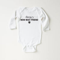 Dog’s Best Friend Onesie, Baby Bodysuit, Baby Shirt, Toddler Sweatshirt - New Baby Personalized Outfit, Custom Gift for Pet Loving Families