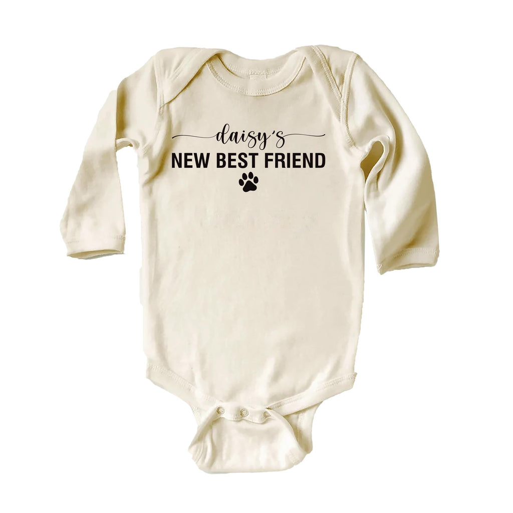 Dog’s Best Friend Onesie, Baby Bodysuit, Baby Shirt, Toddler Sweatshirt - New Baby Personalized Outfit, Custom Gift for Pet Loving Families