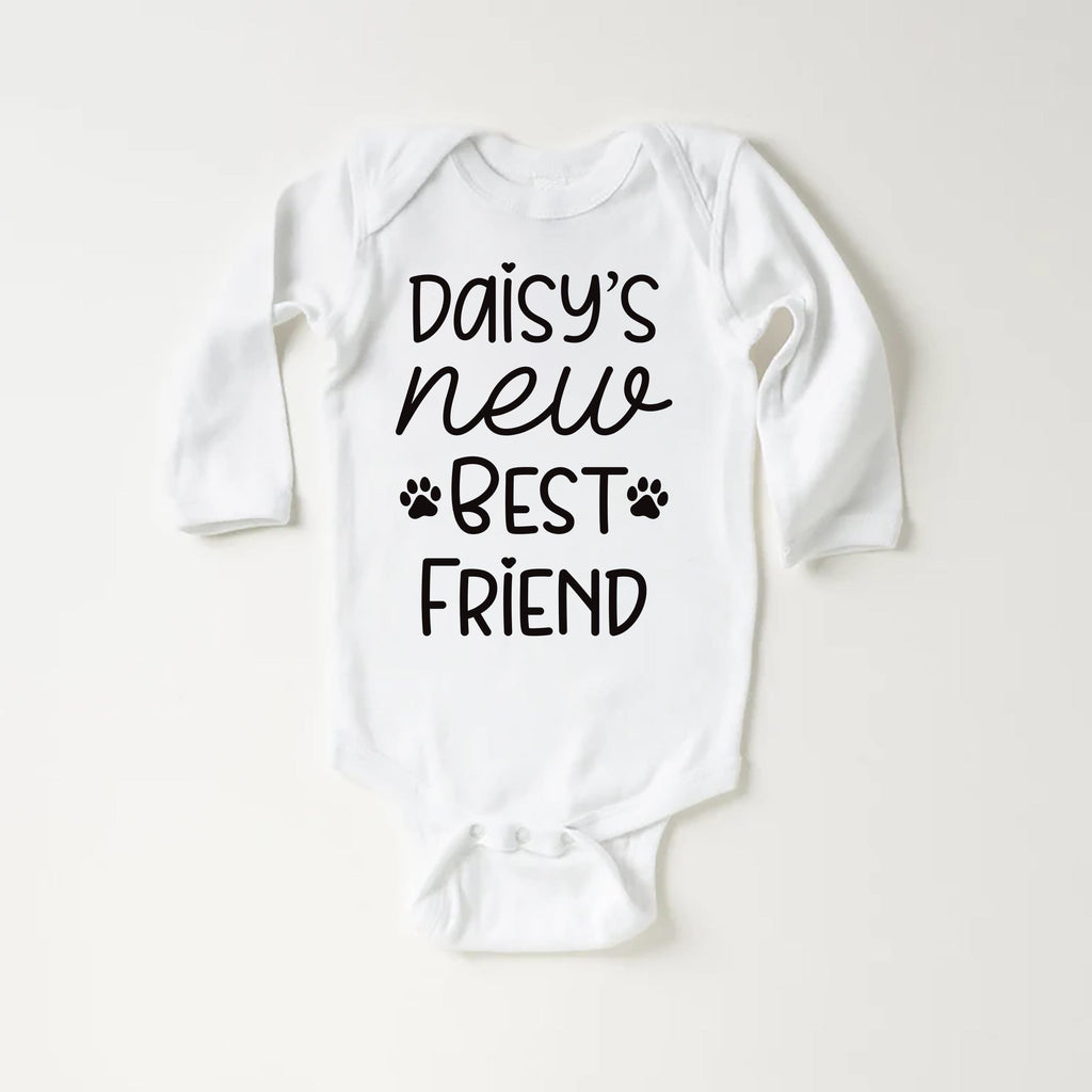 Dog’s Best Friend Onesie, Baby Bodysuit, Baby Shirt, Toddler Sweatshirt - New Baby Personalized Outfit, Custom Gift for Pet Loving Families