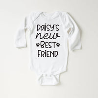Dog’s Best Friend Onesie, Baby Bodysuit, Baby Shirt, Toddler Sweatshirt - New Baby Personalized Outfit, Custom Gift for Pet Loving Families