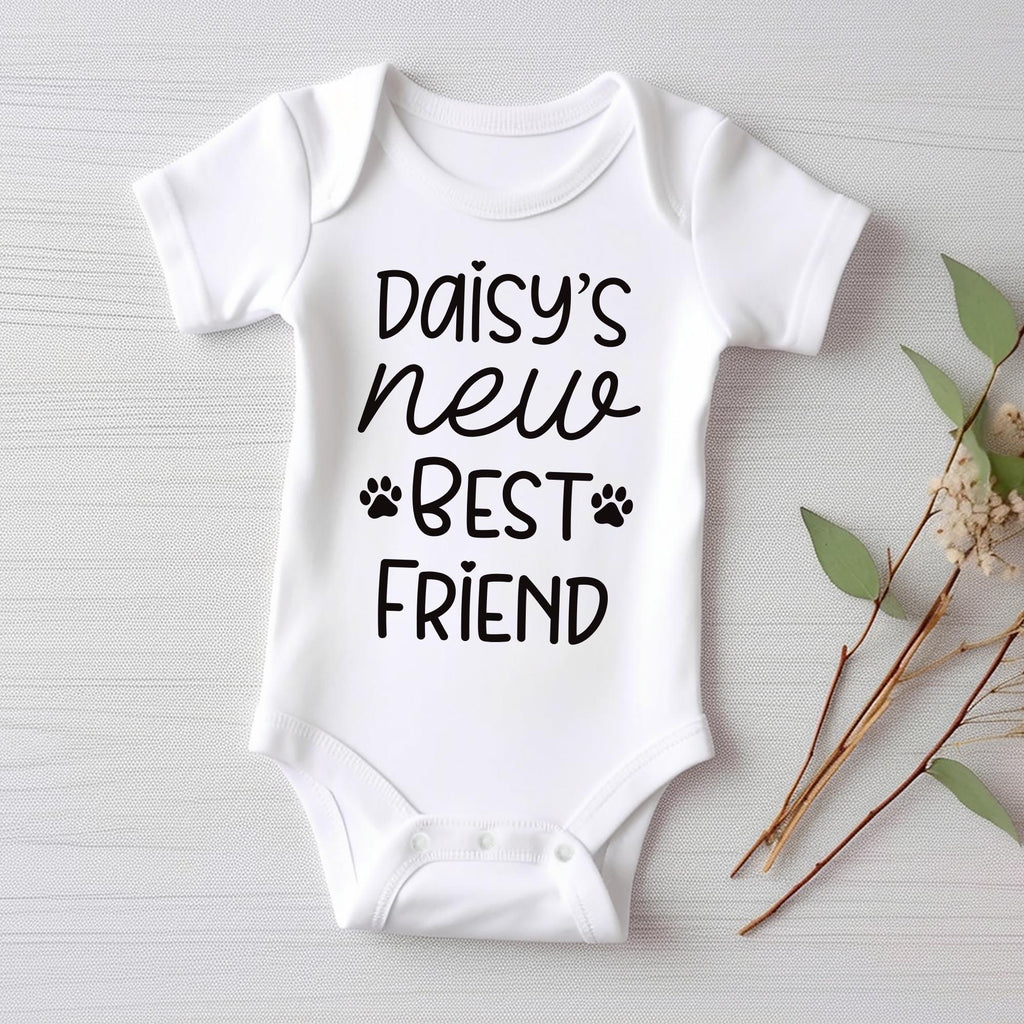 Dog’s Best Friend Onesie, Baby Bodysuit, Baby Shirt, Toddler Sweatshirt - New Baby Personalized Outfit, Custom Gift for Pet Loving Families