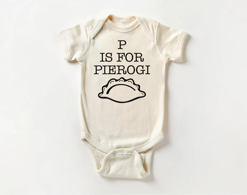 P Is For Pierogi Onesie, Baby Bodysuit, Baby Shirt, Toddler Sweatshirt - Funny Retro Polish Baby Outfit, Pierogi Gift, Foodie Baby Clothes