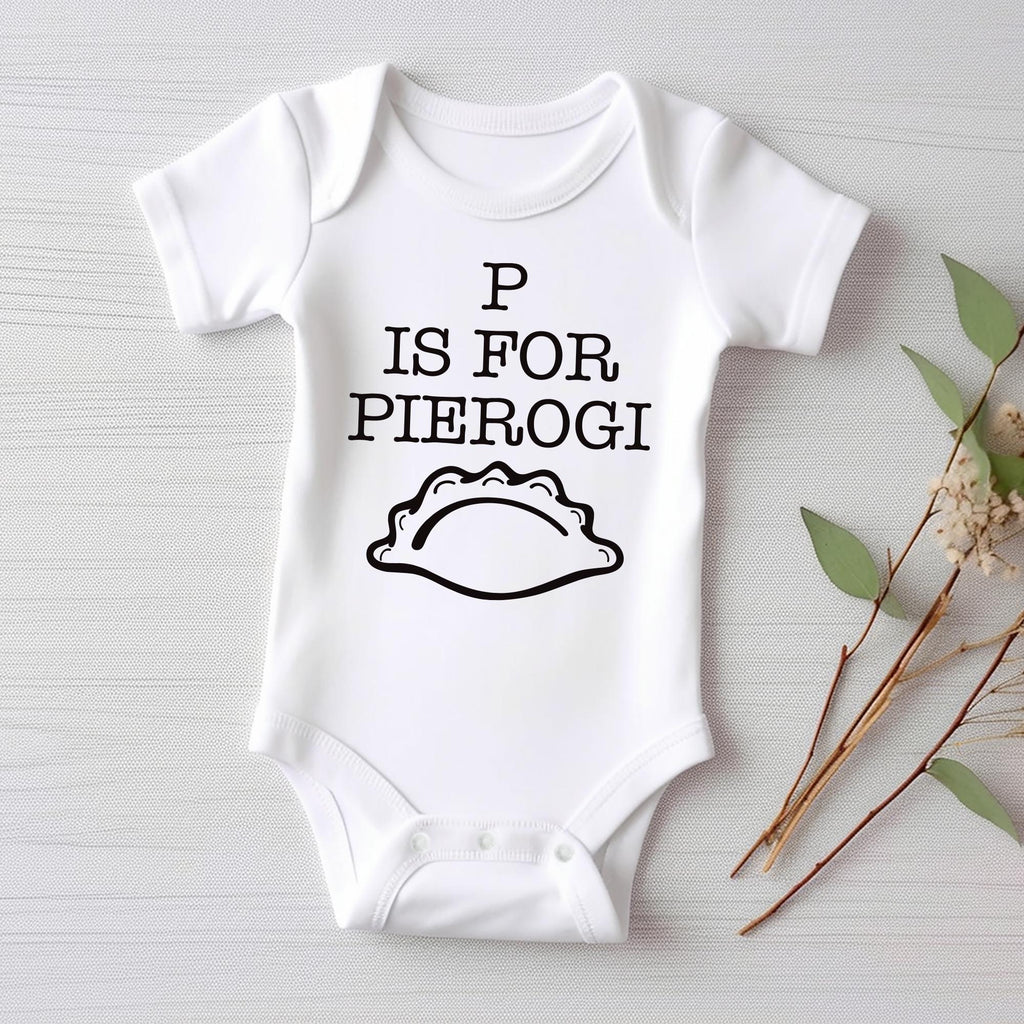 P Is For Pierogi Onesie, Baby Bodysuit, Baby Shirt, Toddler Sweatshirt - Funny Retro Polish Baby Outfit, Pierogi Gift, Foodie Baby Clothes