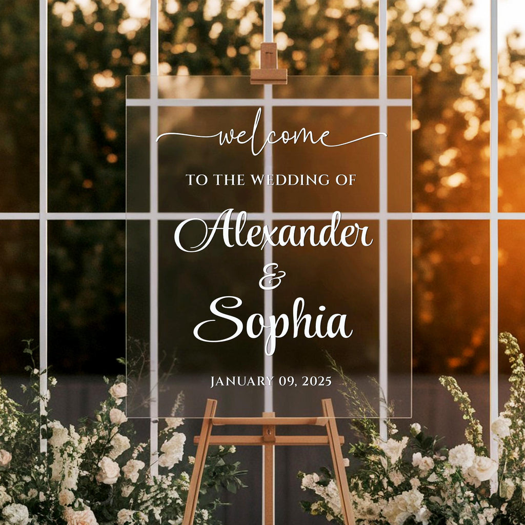Modern Wedding Welcome Sign, Acrylic Wedding Decor Sign, Welcome to Our Wedding Acrylic Sign, Wedding Gifts, Elegant Ceremony Display