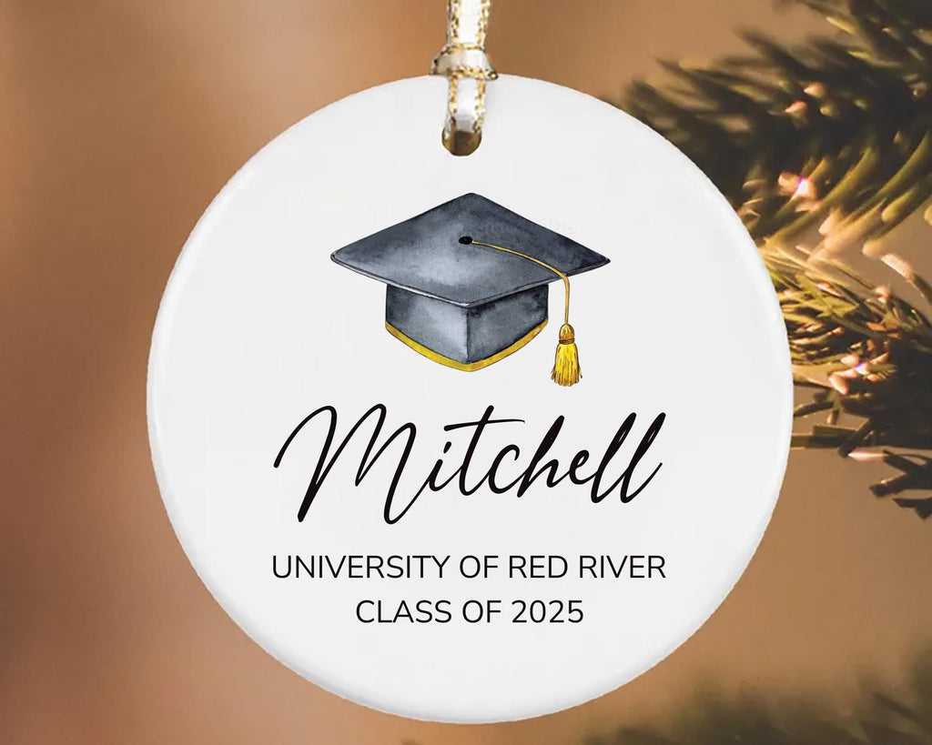 Personalized Graduation Ornament, Custom Ceramic Keepsake, College University High School Gift, Class of 2025, Master's Degree Memory Grad